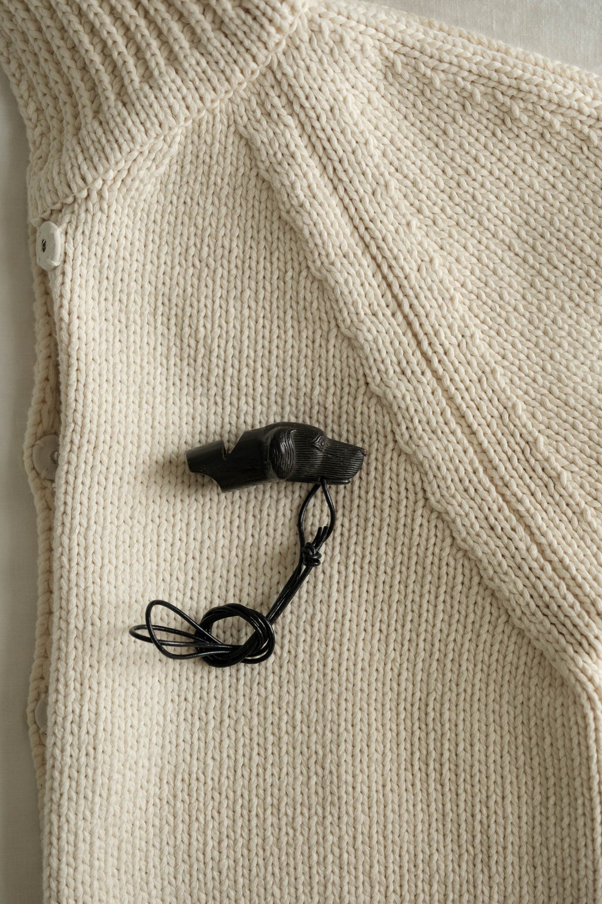 Hand-Carved Horn Dog Head Whistle, 19th Century